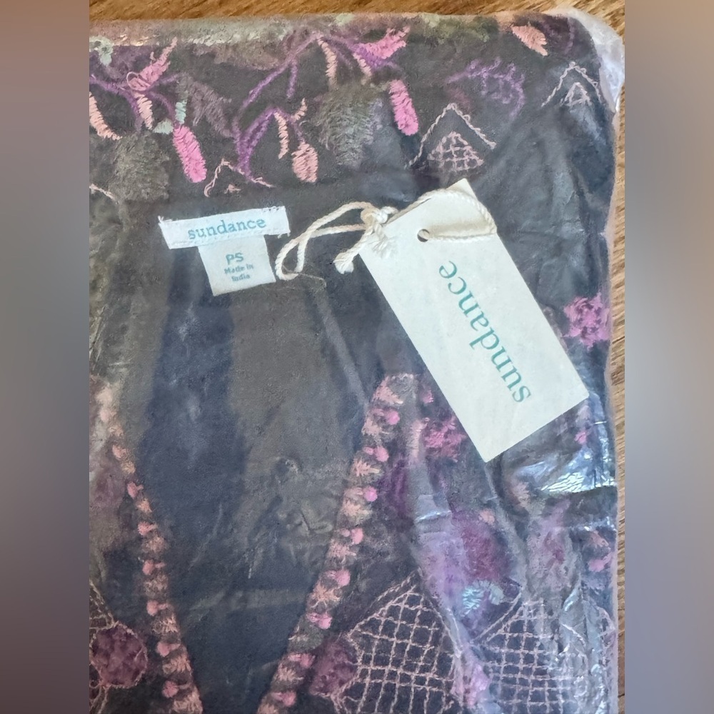 Sundance Soiree In Vienna Dress Black Sheer Embroidered Floral Maxi Boho Size PS - Picture 8 of 11